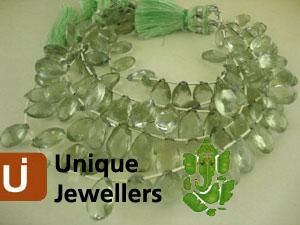 Green Amethyst Briollete Pear Beads