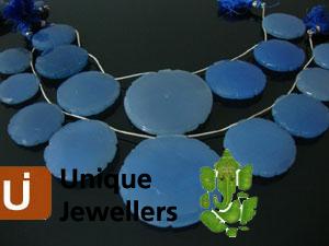 Blue Chalsydony Faceted Coin Beads