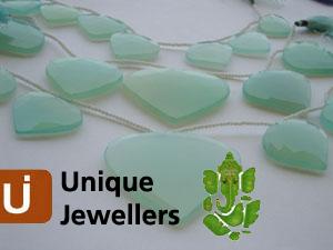 Aqua Chalsydony Briollete Heart Beads