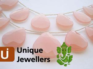 Rose Chalsydony Briollete Pear Beads