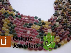 Multi Turmuline Carved Pear Beads