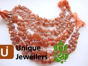 Sun Stone Briollete Heart Beads