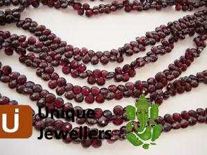 Garnet Briollete Heart Beads