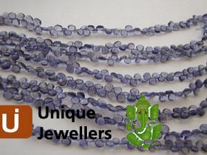Iolite Faceted Heart Beads