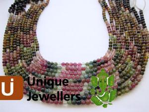 Multi Turmuline Plain Round Beads