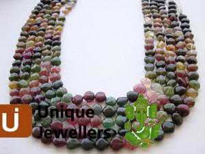 Multi Turmuline Plain Heart Beads