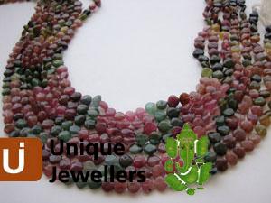 Multi Turmuline Plain Heart Beads