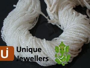 White Rainbow Plain Round Beads
