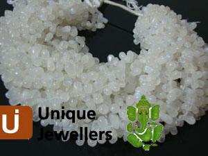 White Rainbow Plain Drop Beads