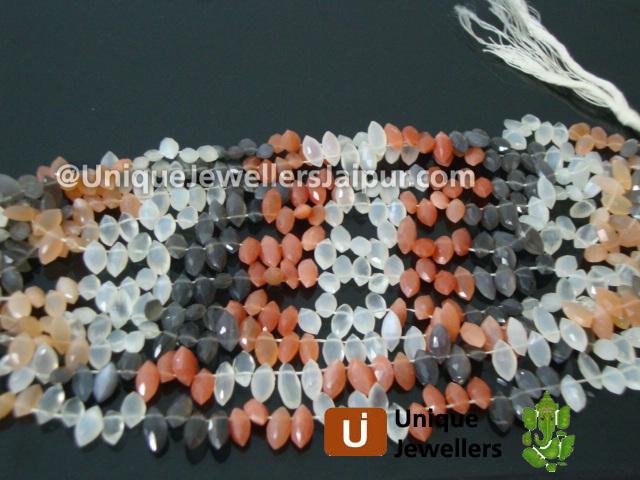 Multi Moonstone Faceted Marquise Beads