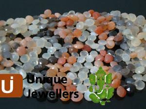 Multi Moonstone Faceted Heart Beads