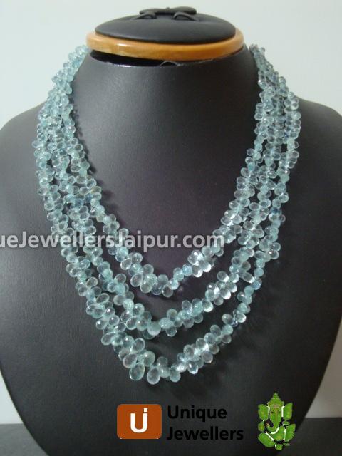 Aquamarine Faceted Drops Beads