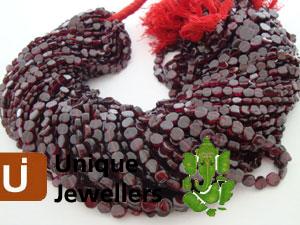 Garnet Plain Coin Beads