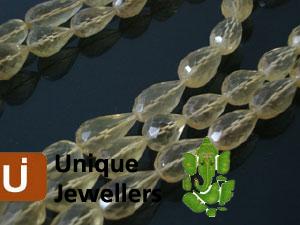 Lemon quartz Faceted Drop Beads