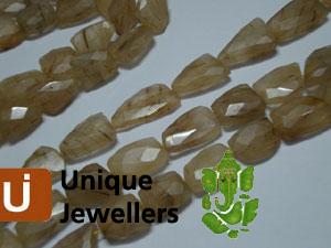 Golden Rutail Flat Faceted Nugget Beads