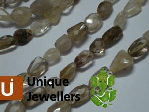 Golden Rutail Faceted Nugget Beads