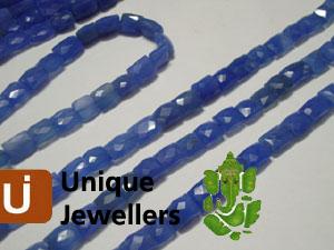 Blue Chalsydony Faceted Chicklet Beads