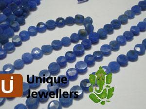 Blue Chalsydony Faceted Coin Beads