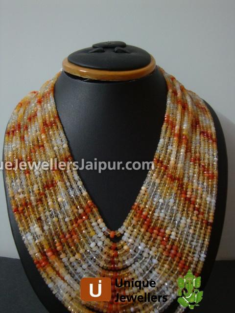 Fire Opel Faceted Roundelle Beads
