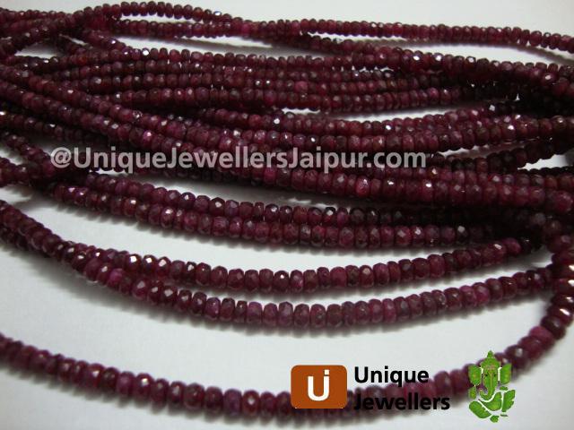 Ruby Faceted Roundelle Beads