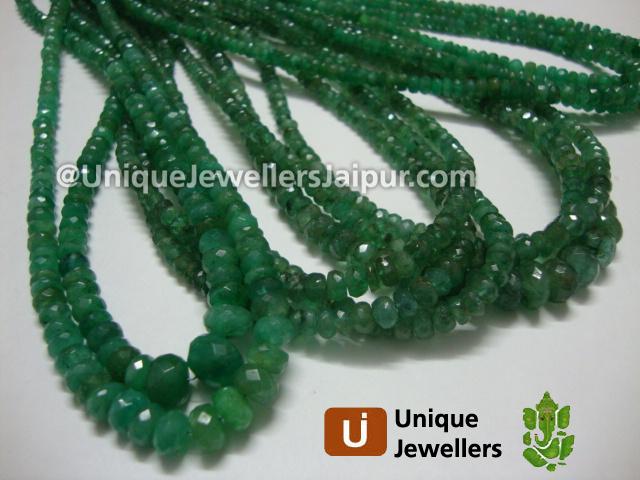 Emerald Faceted Roundelle Beads