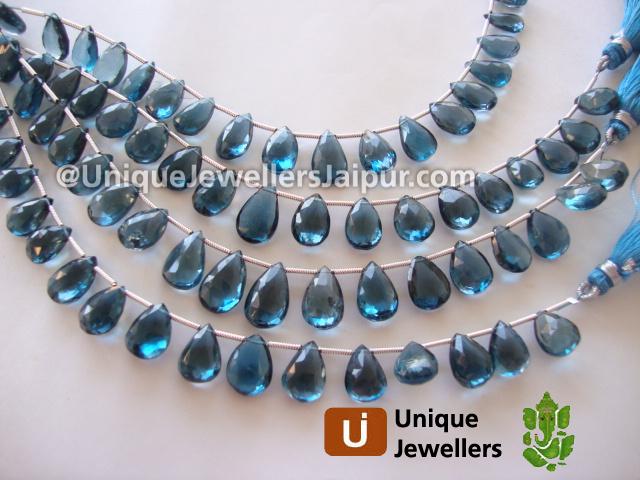 London Blue Topaz Faceted Pear Beads