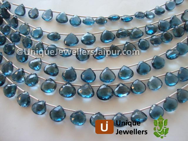 London Blue Topaz Faceted Heart Beads