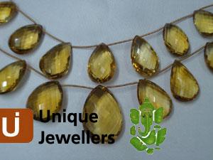 Honey Quartz Briollete Pear Beads