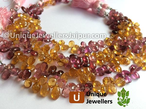 Multi Tourmaline Faceted Pear Beads