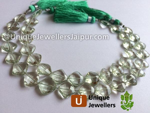 Green Amethyst Faceted Kite Beads