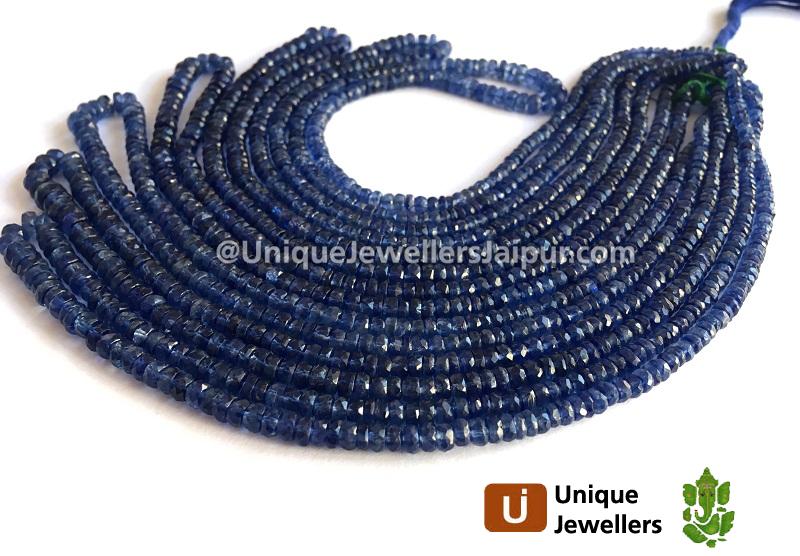 Intense Blue Kyanite Faceted Roundelle Beads