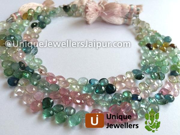 Tourmaline Faceted Heart Beads