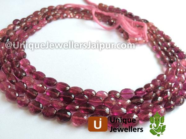 Pink Tourmaline Shaded Faceted Oval Beads