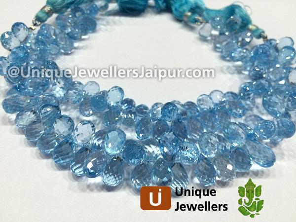 Sky Blue Topaz Far Faceted Drop Beads