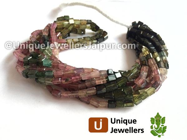 Tourmaline Faceted Cube Beads