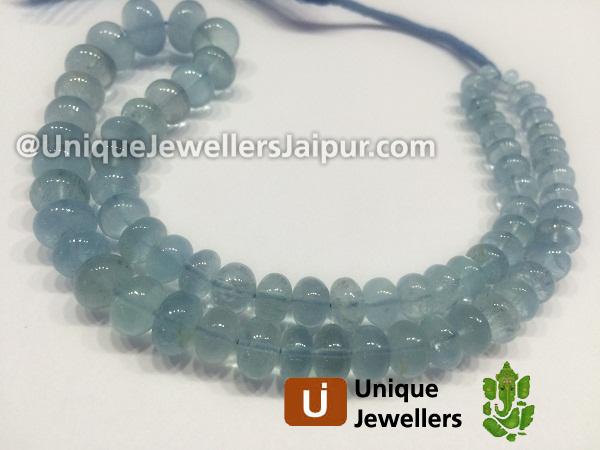 Good Quality Milky Aquamarine Far Smooth Roundelle Beads