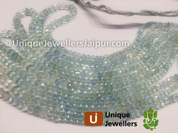 Aquamarine Shaded Far Faceted Roundelle Beads