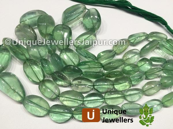 Green Fluorite Far Smooth Nugget Beads