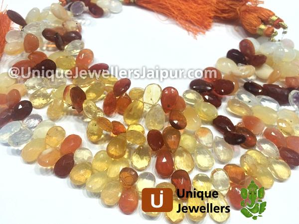 Fire Opal Far Faceted Pear Beads