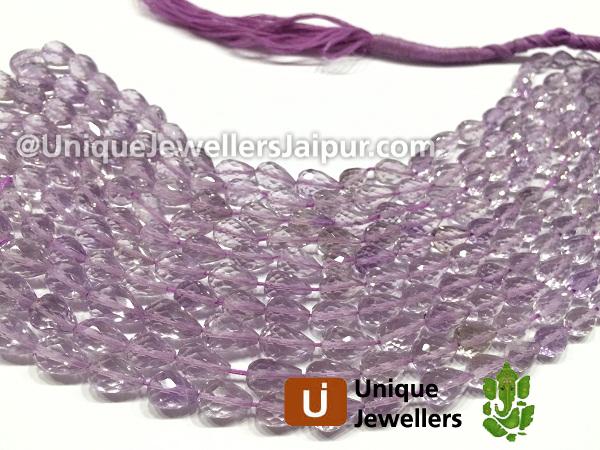 Pink Amethyst Straight Drill Faceted Drop Beads