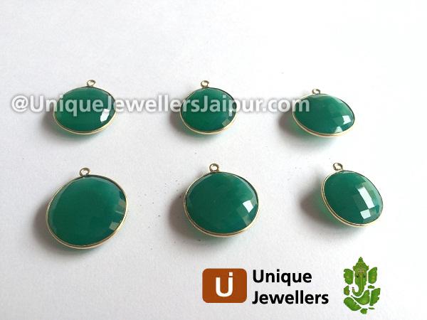 Gold Vermeil Green Onyx Coin Pendant