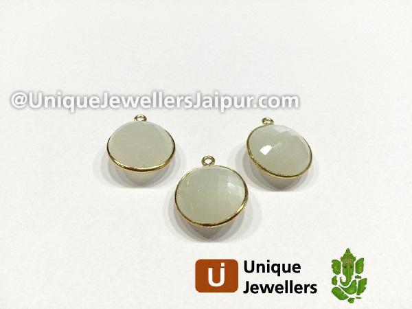 Gold Vermeil White Moonstone Coin Pendant