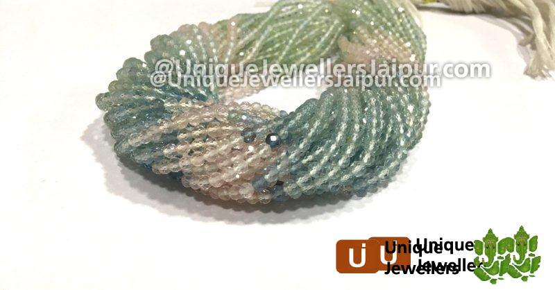 Multi Aquamarine Shaded Micro Cut Roundelle Beads