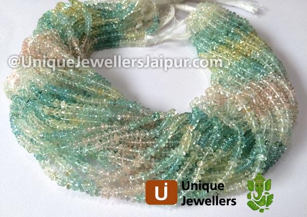 Multi Aquamarine Plain Button (Dyed) Beads