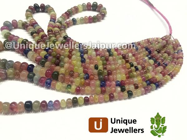 Multi Sapphire Plain Roundelle Beads