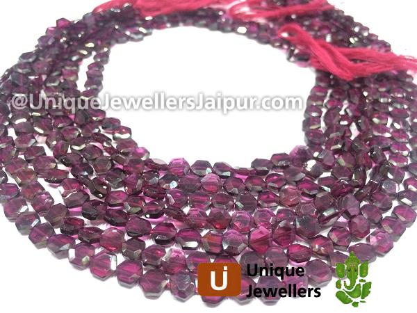 Rhodolite Cut Hexagon Beads