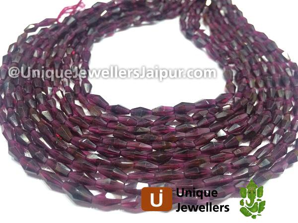 Rhodolite Faceted Rice Beads