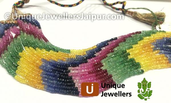 Multi Precious Faceted Roundelle Beads