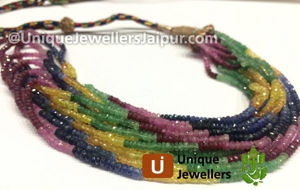 Multi Precious Faceted Roundelle Beads