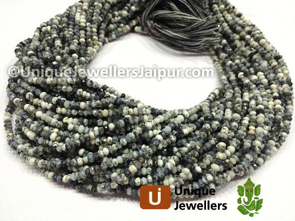 Dendritic Opal Faceted Roundelle Beads